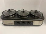 Genuine Crock Pot Triple Trio Slow Cooker SCLBC300-BWS 1.5 Qt Tested. Fixed Price $59.99.