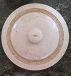 Vintage Stoneware Crock Lid Only 8" Diameter Button Handle Beige & Wheat. Fixed Price $34.99.