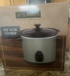 41 & Main 3QT Slow Cooker Ceramic Pot Tempered Glass Lid Cool Touch Handles. Fixed Price $17.99.