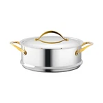 Nutrichef Steamer 8QT Easy Clean Stainless Steel With Lid 13.39"X10.12". Fixed Price $53.99.