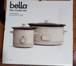 Bella 6QT & 2QT Slow Cooker Set Programmable, Nonstick, Dishwasher Safe. Fixed Price $55.99.