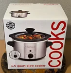 Cooks Crock Pot 1.5 Quart Slow Cooker Stainless Steel Ceramic Jc Penny Home. Fixed Price $24.95.