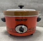 Vintage Rival Crock-pot 3350/2 Orange Vegetable W/ Removable Server + Lid. Fixed Price $54.99.