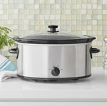 Mainstays 6 Quart Oval Slow Cooker With Stainless Steel Finish And Glass Lid. Fixed Price $21.99.
