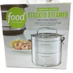 Food Network Stacked Steamer 6 Qt Stainless Steel Dual Pressure Cooker With Box. Fixed Price $13.76.