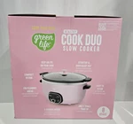 Green Life- Pink 8 Qt. Healthy Ceramic Nonstick Duo Slow Cooker Sear Saute. Fixed Price $85.00.