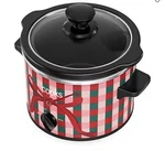 Cooks 1.5-QUART Christmas Gingham Bow Slow Cooker Nib. Fixed Price $48.00.
