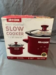 Ar+cook Slow Cooker 1.5 Capacity Burgundy Ceramic Pot Glass Lid New In Box. Fixed Price $23.00.